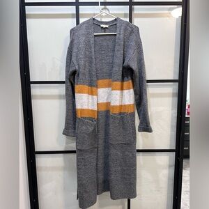 Mystree Gray and Orange Cardigan Sweater